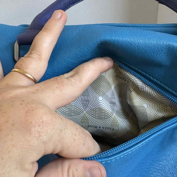 Pixie Mood Vegan Leather Handbag Teal and Dark Blue - Picture 7 of 16